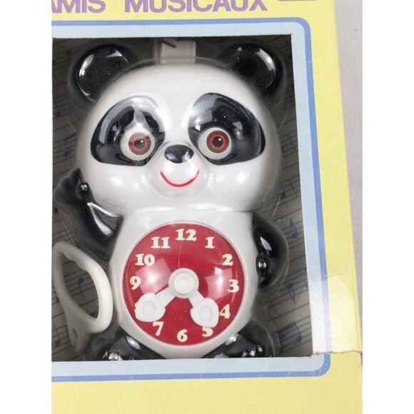 Vtg Little Wonders Shop Musical Friends Panda Bear Clock Pull String Baby Toy - Picture 6 of 15